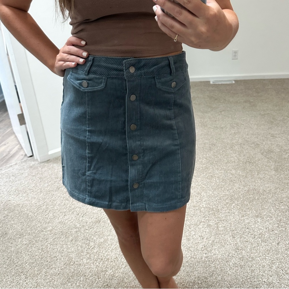 New blue corduroy mini skirt